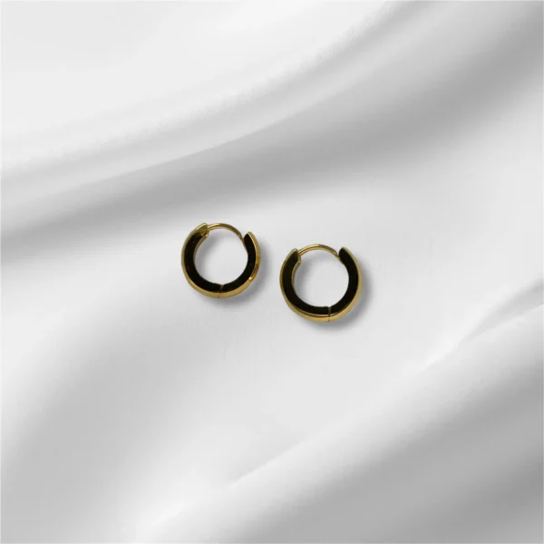 Gold Stainless Steel Hoop Earrings - Classic - Image 3